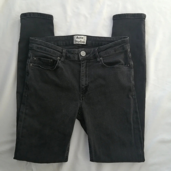 Acne Studios Skin 5 Skinny Jeans in "Used Black" Ankle Crop 26 (2) - Picture 7 of 16